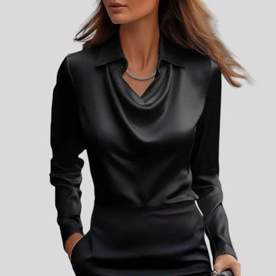 Serena | Luxe Satin Draped Blouse