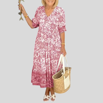 Luna | Elegant Floral V-Neck Dress