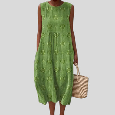 Stella | Sleeveless Embroidered Cotton Dress