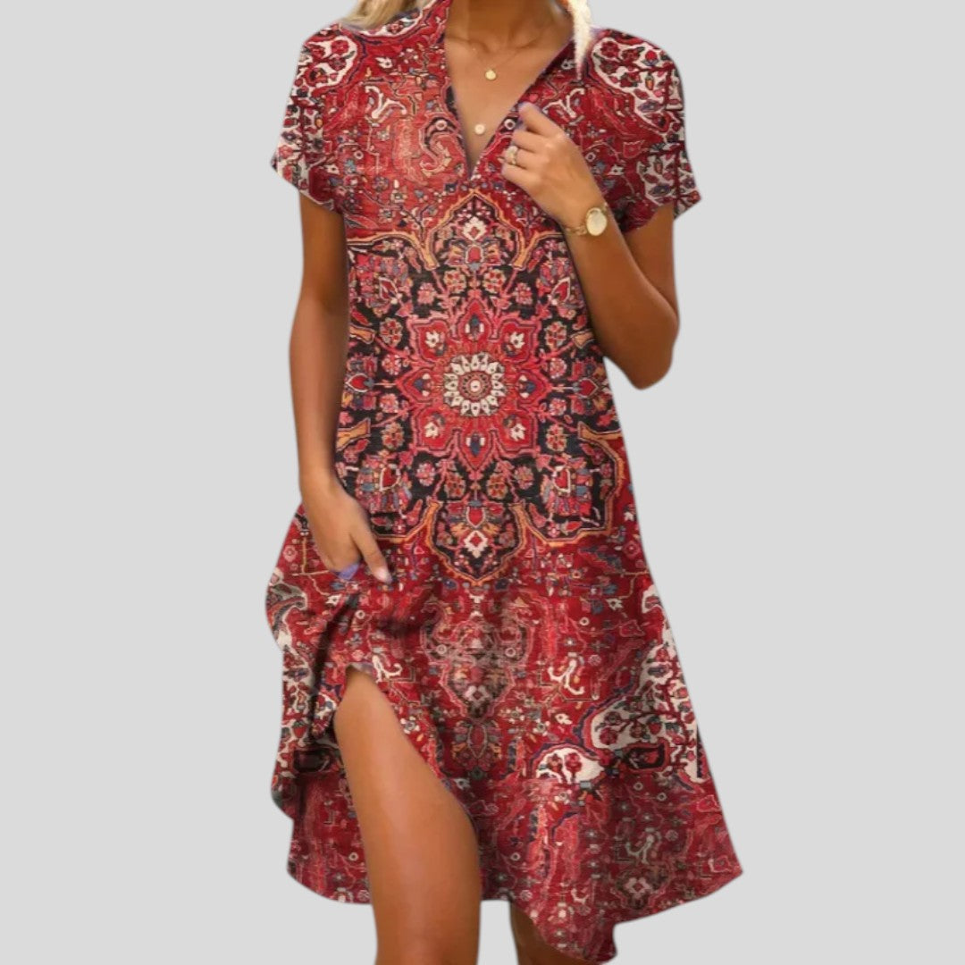 Ida | Chic Blossom Button-Front Dress