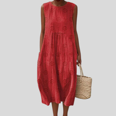 Stella | Sleeveless Embroidered Cotton Dress
