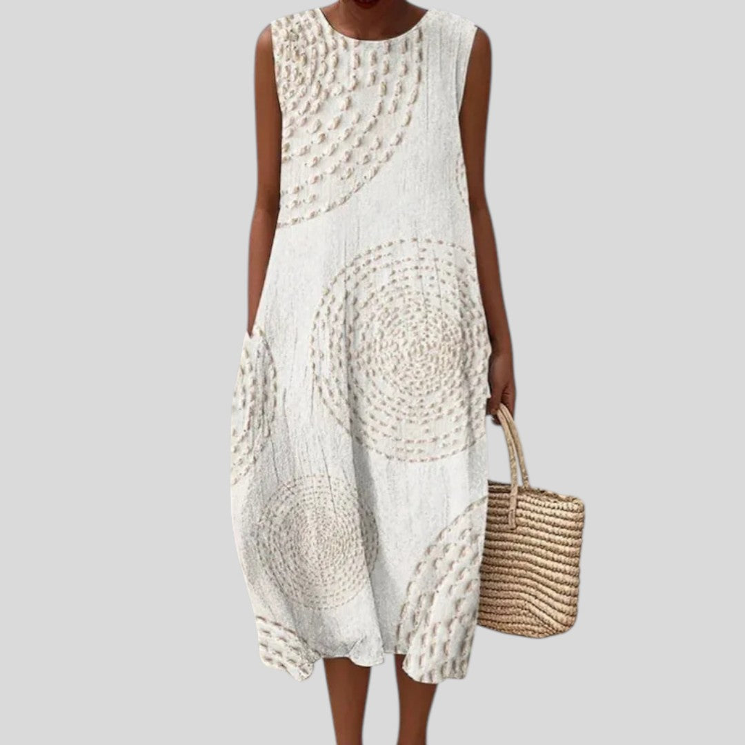 Stella | Sleeveless Embroidered Cotton Dress