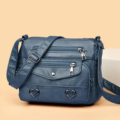 Lux - Trendy Heart Accent Crossbody Bag