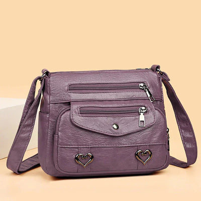 Lux - Trendy Heart Accent Crossbody Bag