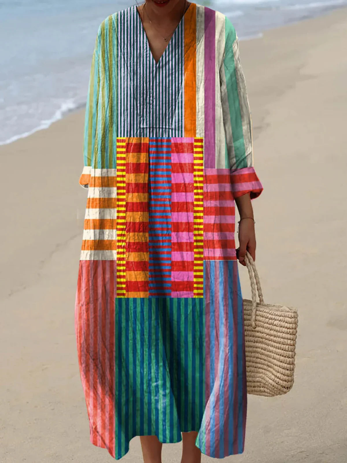 Freya | Colorblock Striped Boho Maxi Dress