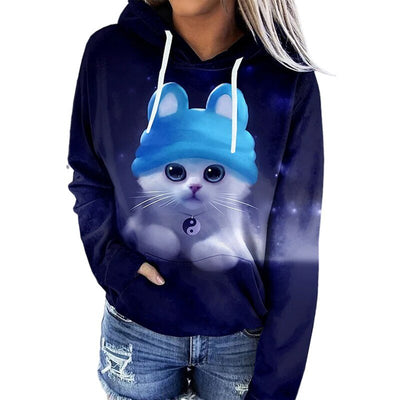 Women’s Hoodie – Relaxed Fit – Artistic Print – Cotton Feel – Kangaroo Pocket